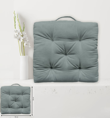 OASIS Polyester Fibre Solid Floor Cushion Pack of 1(Grey)