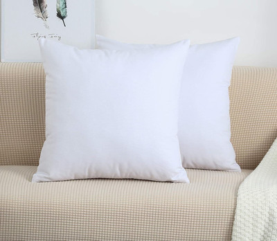 Urban Arts Prime 16x16 Polyester Fibre Solid Cushion Pack of 2(White)