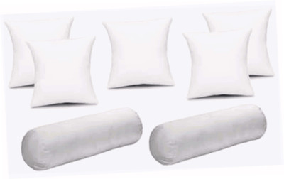 DONDA Microfibre Bolster Pack of 7 Solid 5 Cushion 2 Bolster(White)