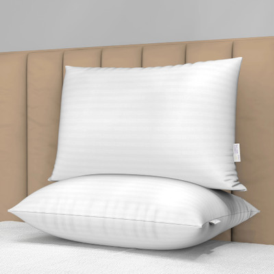 MY ARMOR Height Adjustable Microfiber Pillows, 41x61 cm, Soft & Fluffy, with Inner Cover, Microfibre Stripes Sleeping Pillow Pack of 2(Stripe Pattern - White)