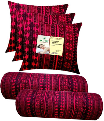 ACTOS Microfibre Geometric Bolster Pack of 5(Maroon3)