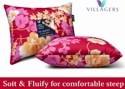 VILLAGERS Polyester Fibre Sleeping Pillow Pack of 2 Abstract LUXURY(Pink)