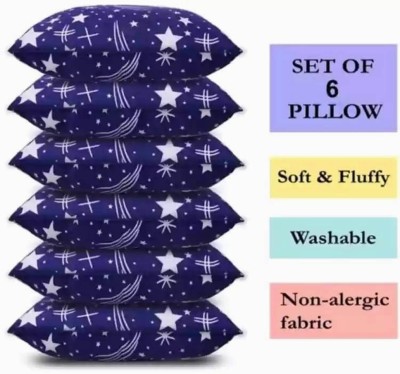 GOGA BLUE PRINT Polyester Fibre Abstract Sleeping Pillow Pack of 6(Blue)