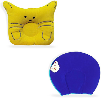 HouseOfCommon Polyester Fibre Solid Baby Pillow Pack of 2(Yellow & Blue)