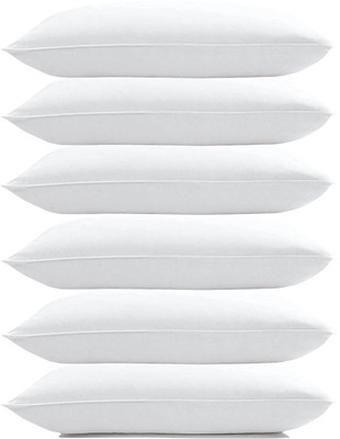 KVASTRA Microfibre Solid Sleeping Pillow Pack of 6(White)