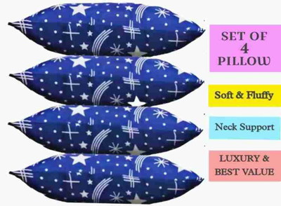 fulffystyl SOFT Microfibre Abstract Sleeping Pillow Pack of 4(Blue)