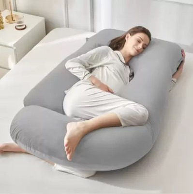 ANVANSA Microfibre, Polyester Fibre Solid Pregnancy Pillow Pack of 1(Grey)
