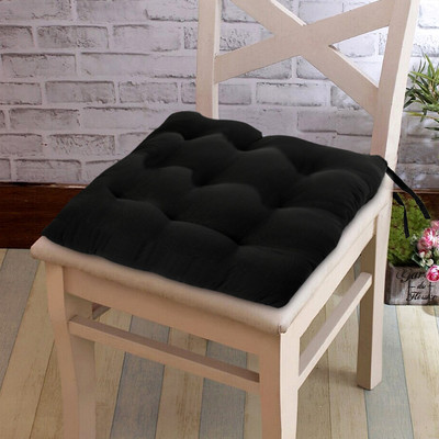 KUBER INDUSTRIES Microfibre Solid Chair Pad Pack of 1(Black)