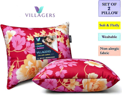 Tecsun LUXURY Polyester Fibre Abstract Sleeping Pillow Pack of 2(Pink)