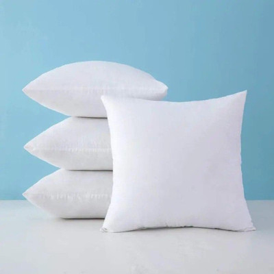 SLUFA Polyester Fibre Cushion Pack of 4 Solid Prime 16x16(White)