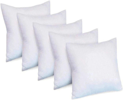 Prerana Microfibre Cushion Pack of 5 Solid PILLOW(White)