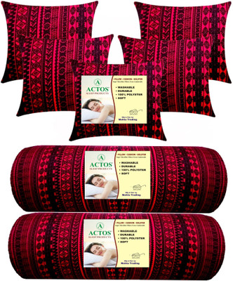 ACTOS Microfibre Geometric Bolster Pack of 7(Maroon, Black)