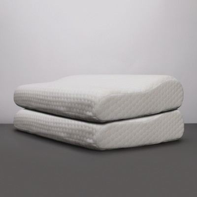 LA VERNE Luxury Contour Memory Foam Geometric Sleeping Pillow Pack of 2(White)