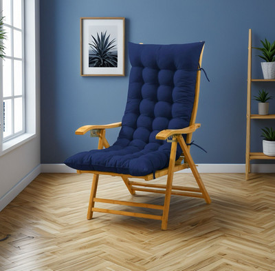 SOFT SNOOZE Microfibre Chair Pad Pack of 1 Solid Soft(Blue)