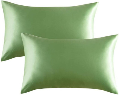 Anasvi Polyester Fibre Solid Sleeping Pillow Pack of 2(Green)
