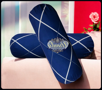 Urmila Creation Round Microfibre Geometric Bolster Pack of 2(Dark Blue)