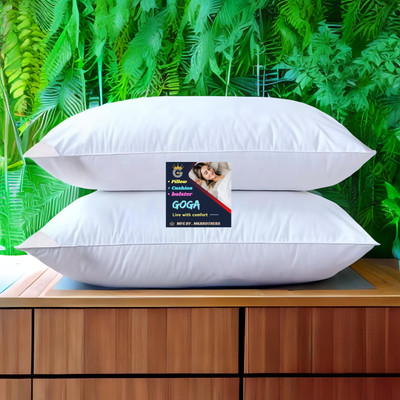 GOGA LUXURY Polyester Fibre Abstract Sleeping Pillow Pack of 2(White)