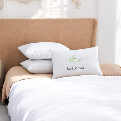 SOFT SNOOZE Microfibre Sleeping Pillow Pack of 3 Solid Soft Luxury(White)
