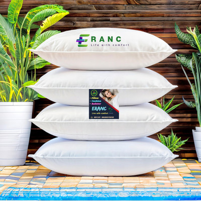 ERANC LUXURY Polyester Fibre Abstract Sleeping Pillow Pack of 4(White)