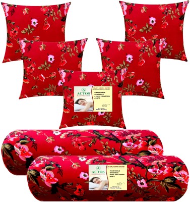 ACTOS Microfibre Floral Bolster Pack of 7(Maroon)