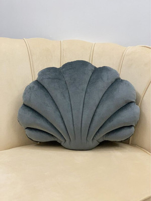 Shri Ganesh Handloom Throw Pillows Shell Shaped Accent Soft Cushion for Living Room,16x16 inches Vetiver Roots Solid Cushion Pack of 1(Grey)