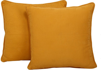 LINENWALAS Microfibre Solid Sleeping Pillow Pack of 2(Mustard Yellow)