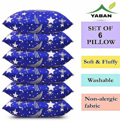 YABAN LUXURY Polyester Fibre Abstract Sleeping Pillow Pack of 6(Blue)