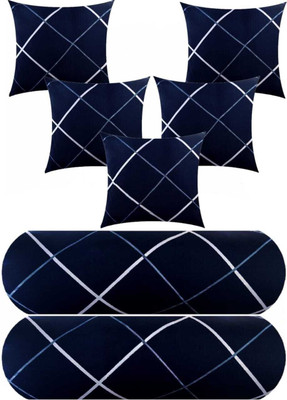 STOMIA Microfibre Bolster Pack of 7 Abstract(Blue)