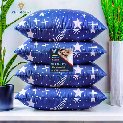 Gaulpastore LUXURY Cotton Solid Sleeping Pillow Pack of 4(Blue)