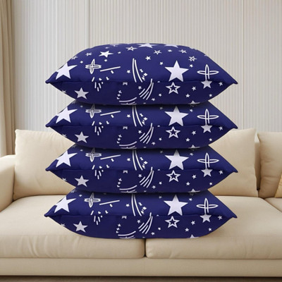 SOFT SNOOZE Luxury Microfibre Abstract Sleeping Pillow Pack of 4(Blue)