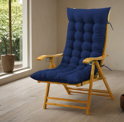 SOFT SNOOZE Microfibre Chair Pad Pack of 1 Solid Soft(Blue)