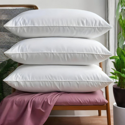 YPOLOIPO LUXURY Polyester Fibre Abstract Sleeping Pillow Pack of 3(White)