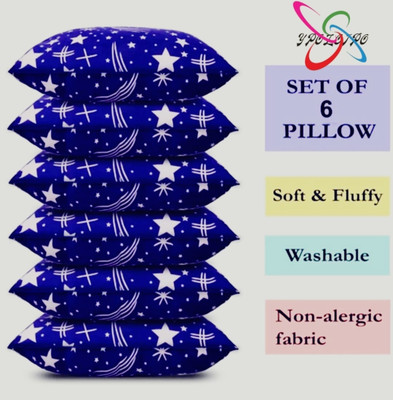 YPOLOIPO LUXURY Polyester Fibre Solid Sleeping Pillow Pack of 6(Blue)