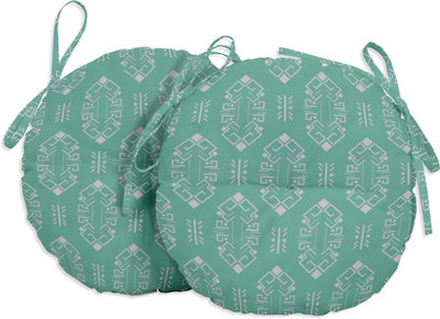 Vargottam Polyester Fibre Motifs Chair Pad Pack of 2(Aquamarine Green)