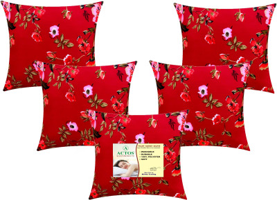 ACTOS Microfibre Floral Cushion Pack of 5(Maroon)