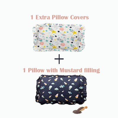Musk Baby Mustard Seeds Baby Pillow Pack of 2 Toons & Characters MUSTARD PILLOW(Blue, White)