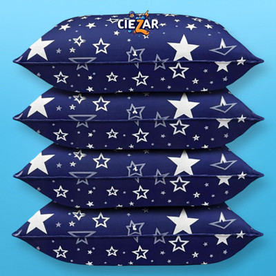 CIEZAR Luxury Polyester Fibre Abstract Sleeping Pillow Pack of 4(Blue)