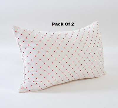 Urban Arts Polyester Fibre Polka Sleeping Pillow Pack of 2(Red)