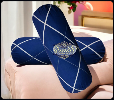 Urmila Creation Round Microfibre Geometric Bolster Pack of 2(Dark Blue)