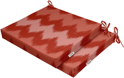 Vargottam Foam Stripes Chair Pad Pack of 2(Red)