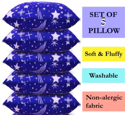 VILLAGERS Polyester Fibre Smiley Sleeping Pillow Pack of 5(Blue)