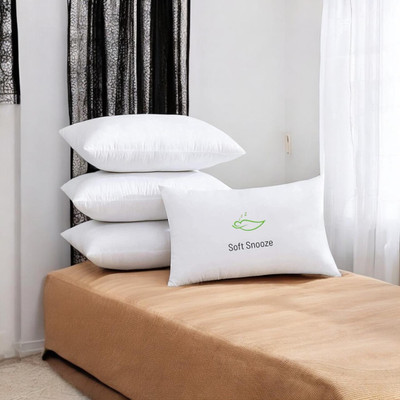 SOFT SNOOZE SOFT LUXURY Microfibre Solid Sleeping Pillow Pack of 4(White)
