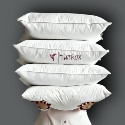 TWIROX LUXURY Polyester Fibre Abstract Sleeping Pillow Pack of 4(White)