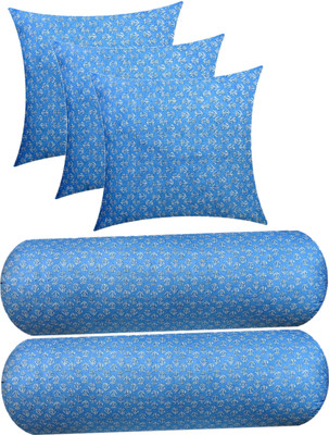 Changers Microfibre Floral Sleeping Pillow Pack of 5(Light Blue, White)