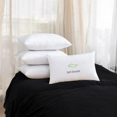 SOFT SNOOZE SOFT LUXURY Microfibre Solid Sleeping Pillow Pack of 4(White)
