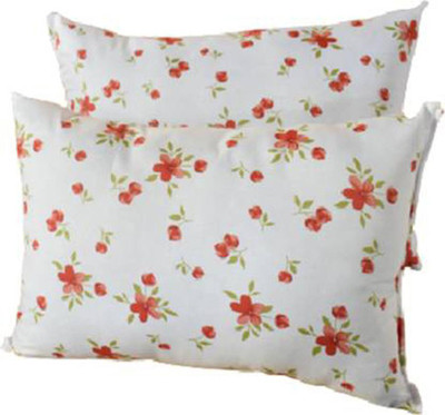 brightjex Microfibre Solid Sleeping Pillow Pack of 2(Orange Flowers)