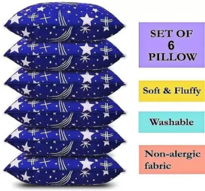 Cozy Palace Microfibre Abstract Sleeping Pillow Pack of 6(BLUE STAR)