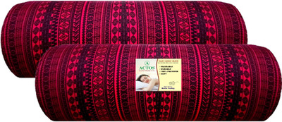 ACTOS Round Microfibre Geometric Bolster Pack of 2(Maroon, Black2)