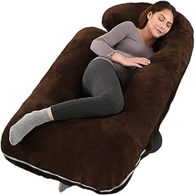 WILD MINT J SHAPE Microfibre Solid Body Pillow Pack of 1(Brown)