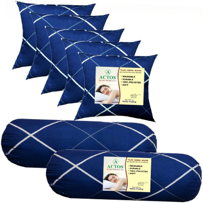 ACTOS Microfibre Geometric Bolster Pack of 7(Dark Blue3)